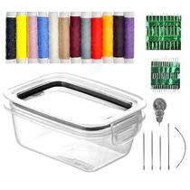 Kit de Costura com Pote 12 Linhas 22 Agulhas e Acessórios 40 peças
