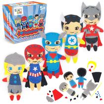 Kit de costura Craftiloo Superhero 5 Easy Projects para crianças com mais de 5 anos Kit de costura Craftiloo Superhero 5 Easy Projects para crianças com mais de 5 anos