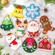 Kit De Costura De Enfeites De Natal DIY De 9 Peças Para Iniciantes: Boneco De Gengibre, Rena E Kit De Costura De Enfeites De Natal DIY De 9 Peças Para Iniciantes: Boneco De Gengibre, Rena E
