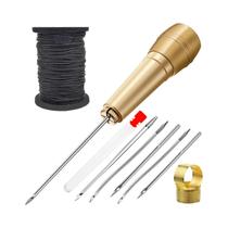 Kit De Costura Em Couro DIY Com Agulha De Punho De Cobre E Fio De 3 Cores Para Reparo De Tendas E