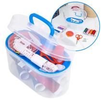 Kit de Costura Mini Maleta Agulhas Fita Métrica Linhas