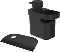 Kit de Cozinha 2 Peças - Dispenser Organizador Porta Detergente 650ml Preto + Rodo Trium Compacto Kit de Cozinha 2 Peças - Dispenser Organizador Porta Detergente 650ml Preto + Rodo Trium Compacto