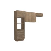 Kit de Cozinha 3 Peças Maxxi (2 Armários + 1 Paneleiro) CPT37 Nogal - Kappesberg