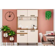 Kit de Cozinha 4 Peças Perla Briz c/4 Portas e 1 Gaveta 105x38x180cm Nature/Off White - Henn