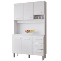 Kit de Cozinha 5 Portas 3 Gavetas com Nicho Vitorina Branco Kit de Cozinha 5 Portas 3 Gavetas com Nicho Vitorina Branco