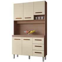 Kit De Cozinha 5 Portas 3 Gavetas Com Nicho Vitorina Savana / Off White