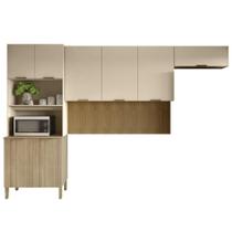 Kit de Cozinha 8 Portas Escópia Freijó Vanila Ripado - CasaH