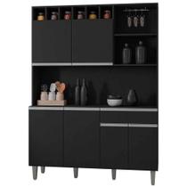 Kit De Cozinha Aline 6 Portas E 1 Gaveta Preto