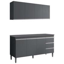 Kit De Cozinha Andréia Armário Aéreo 160mt e Balcão Com Tampo Cinza Ajl