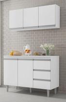 Kit de Cozinha Andréia Balcão 120mt e Aéreo 3 Portas Branco Ajl