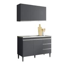 Kit de Cozinha Andréia Balcão 120mt Sem Tampo e Aéreo 3 Portas Cinza Ajl