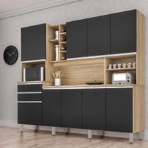 Kit de Cozinha Barcelona Nature/Preto - Rede Móveis Kit de Cozinha Barcelona Nature/Preto - Rede Móveis