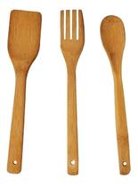 Kit De Cozinha Colheres De Bambu 3 Peças Conjunto Espátula Kit De Cozinha Colheres De Bambu 3 Peças Conjunto Espátula