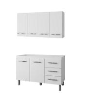 Kit de Cozinha com Aéreo 120m Mara e Balcão para Pia 120m Bianca Sem Tampo - Branco Móblis