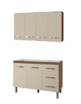 Kit de Cozinha com Aéreo 120m Mara e Balcão para Pia 120m Bianca Sem Tampo - Savana/Off White Móblis Kit de Cozinha com Aéreo 120m Mara e Balcão para Pia 120m Bianca Sem Tampo - Savana/Off White Móblis