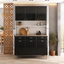 Kit de Cozinha Compacta 120cm em Aço Preto Retrô