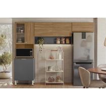 Kit de Cozinha Compacta Alba c/ 6 Portas e 1 Nicho 250cm Amendola/Grafito Prime TX - Demóbile Kit de Cozinha Compacta Alba c/ 6 Portas e 1 Nicho 250cm Amendola/Grafito Prime TX - Demóbile