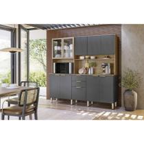 Kit de Cozinha Compacta Amora c/ 10 Portas e 2 Gavetas 198cm Amendola/Grafito Prime TX - Demóbile Kit de Cozinha Compacta Amora c/ 10 Portas e 2 Gavetas 198cm Amendola/Grafito Prime TX - Demóbile