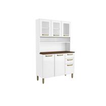 Kit de Cozinha Compacta Bella c/ 6 Portas (3 c/ Vidro) e 2 Gavetas 120cm Branco - Bertolini