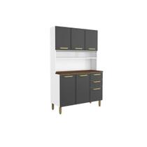 Kit de Cozinha Compacta Bella c/ 6 Portas e 2 Gavetas 120cm Grafite - Bertolini