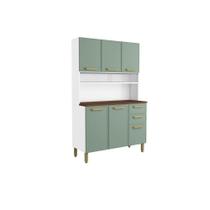 Kit de Cozinha Compacta Bella c/ 6 Portas e 2 Gavetas 120cm Verde - Bertolini