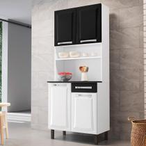 Kit de Cozinha Compacta Branca e Preta em Aço 4 portas 1 Gaveta Pratika Kit de Cozinha Compacta Branca e Preta em Aço 4 portas 1 Gaveta Pratika