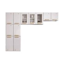 Kit de Cozinha Compacta Diamante New c/ 11 Portas ( 3 c/ Vidro ) Branco - Telasul