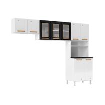 Kit de Cozinha Compacta Diamante Smart Aço 3 Peças (2Aéreos+1Paneleiro) CZ23 Branco/Preto - Telasul