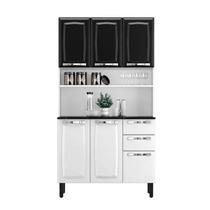 Kit de Cozinha Compacta em Aço 6 Portas 2 Gavetas Pratika Branco/Preto - Itatiaia Kit de Cozinha Compacta em Aço 6 Portas 2 Gavetas Pratika Branco/Preto - Itatiaia