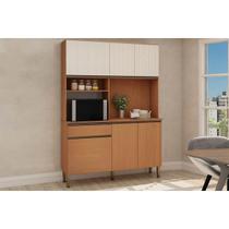 Kit de Cozinha Compacta Marina c/ 6 Portas (3 Ripadas) 2 Nichos e 1 Gaveta 140cm Freijo/White Laca - Genialflex Kit de Cozinha Compacta Marina c/ 6 Portas (3 Ripadas) 2 Nichos e 1 Gaveta 140cm Freijo/White Laca - Genialflex