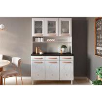 Kit de Cozinha Compacta Mirage New c/ 6 Portas (3 c/ Vidro) e 3 Gavetas Branco - Telasul