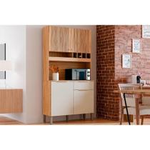 Kit de Cozinha Compacta Moscato 4 Portas e 1 Gaveta 197x101cm Amendoa/Off White - Ronipa