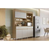 Kit de Cozinha Compacta Realeza c/ 4 Portas 5 Nichos e 2 Gavetas 160cm Carvalho/Greice - Nesher