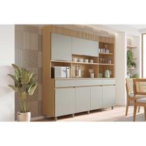 Kit de Cozinha Compacta Realeza c/ 6 Portas e 3 Gavetas 220cm Carvalho/Cinza - Nesher