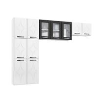 Kit de Cozinha Compacta Rubi c/ 11 Portas ( 3 c/ Vidro ) Preto - Telasul