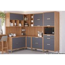 Kit de Cozinha Completa 11 Peças Eloise (3Aéros+3Balcões+1Paneleiro+4Complemento) CZ030 Freijo/Titanium - MGM