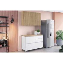 Kit de Cozinha Completa 2 Peças Rainha (1Aéreo+1Balcão) C2P44 Branca/Nature - Nesher Kit de Cozinha Completa 2 Peças Rainha (1Aéreo+1Balcão) C2P44 Branca/Nature - Nesher