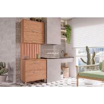 Kit de Cozinha Completa 3 Peças Bella (1Aéreo+1Balcão+1Painel Ripado) 80cm Freijo - MGM