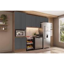 Kit de Cozinha Completa 3 Peças Bella (2Aéreos+1Paneleiro) C3P26 Nogal/Cinza - Carraro Kit de Cozinha Completa 3 Peças Bella (2Aéreos+1Paneleiro) C3P26 Nogal/Cinza - Carraro
