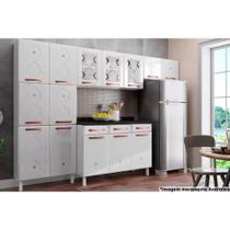 Kit de Cozinha Completa 3 Peças Mirage New 4 Peças (2 Armários c/3 Portas Vidro + 1 Balcão + 1 Paneleiro) Branco - Telasul