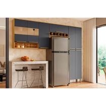 Kit de Cozinha Completa 3 Peças Napoli Prime ( 2 Armários + 1 Paneleiro) CPT02 Castanho/Chumbo - Ronipa