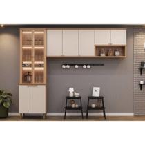 Kit de Cozinha Completa 3 Peças Selene (2Aéreos+1Cristaleira) CP15 Jequitiba/Off White Fosco - Linea Brasil