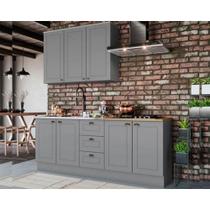 Kit de Cozinha Completa 4 Peças Americana (1Aéreo+2Balcões+1Complemento) s/Pia CZ127 Cinza - Henn