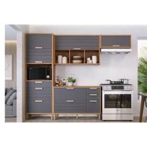 Kit de Cozinha Completa 4 Peças Eloise (2Aéreos+1Balcão+1TorreQuente) C4P181 Freijo/Titanium - MGM