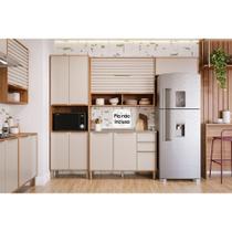 Kit de Cozinha Completa 4 Peças Esplêndida (2Aéreos+1Balcão+1TorreQuente) C4P182 Freijo/Off White - MGM