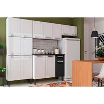 Kit de Cozinha Completa 4 Peças Múltipla (2 Armários + 1 Balcão + 1 Paneleiro) C4P72 Branco/Preto - Bertolini