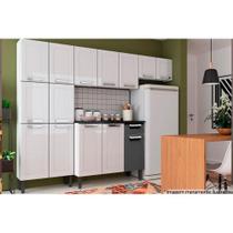 Kit de Cozinha Completa 4 Peças Múltipla (2 Armários + 1 Balcão + 1 Paneleiro) C4P74 Branco/Preto - Bertolini