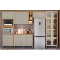 Kit de Cozinha Completa 5 Peças Allure (2Aéreos+1Balcão+1Cristaleira+1Paneleiro) CP15 Jequitiba/Gris Fosco - Linea Brasil Kit de Cozinha Completa 5 Peças Allure (2Aéreos+1Balcão+1Cristaleira+1Paneleiro) CP15 Jequitiba/Gris Fosco - Linea Brasil