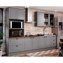 Kit de Cozinha Completa 5 Peças Americana (1Aéreo+2Balcões+1Paneleiro+1Complemento) s/Pia CZ128 Cinza - Henn Kit de Cozinha Completa 5 Peças Americana (1Aéreo+2Balcões+1Paneleiro+1Complemento) s/Pia CZ128 Cinza - Henn