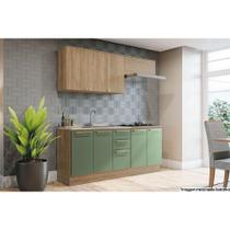 Kit de Cozinha Completa 5 Peças Botanic (2Aéreos+2Balcões+1Complemento) s/Pia M665 Nogueira/Verde Oliva - Kappesberg